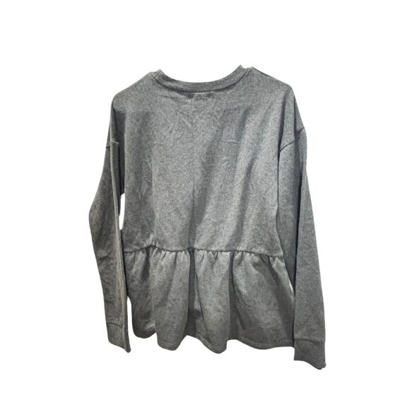 14th & UNION Women's Grey Peplum Hem Crewneck Sweater Sz M - Picture 3 of 7